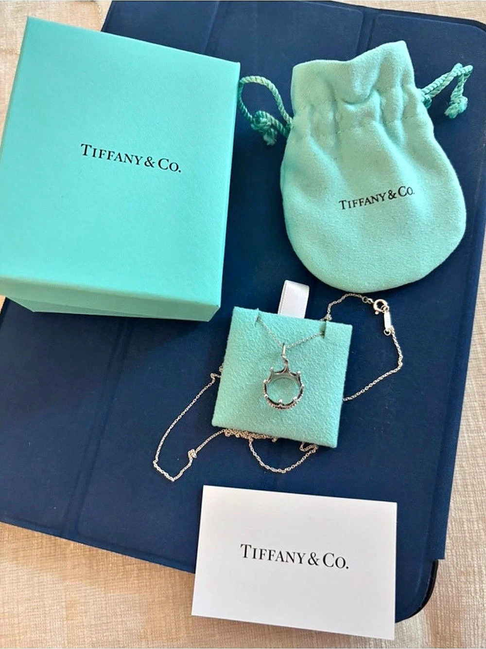 Tiffany & Co. Princess Crown Charm Pendant Necklace. Silver